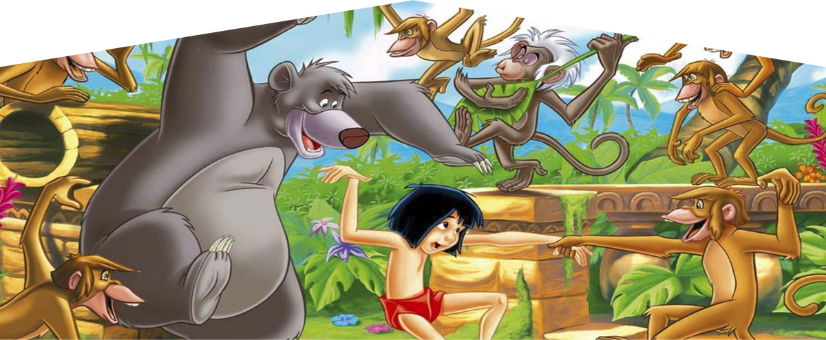 Load video: Jungle Book Small External Slide Jumping Castle