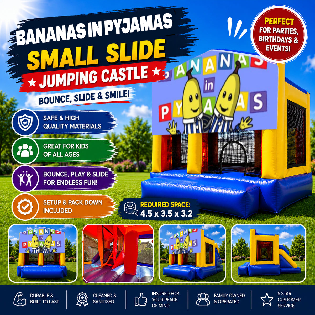Bananas in Pyjamas  Small Slide Jumping Castle