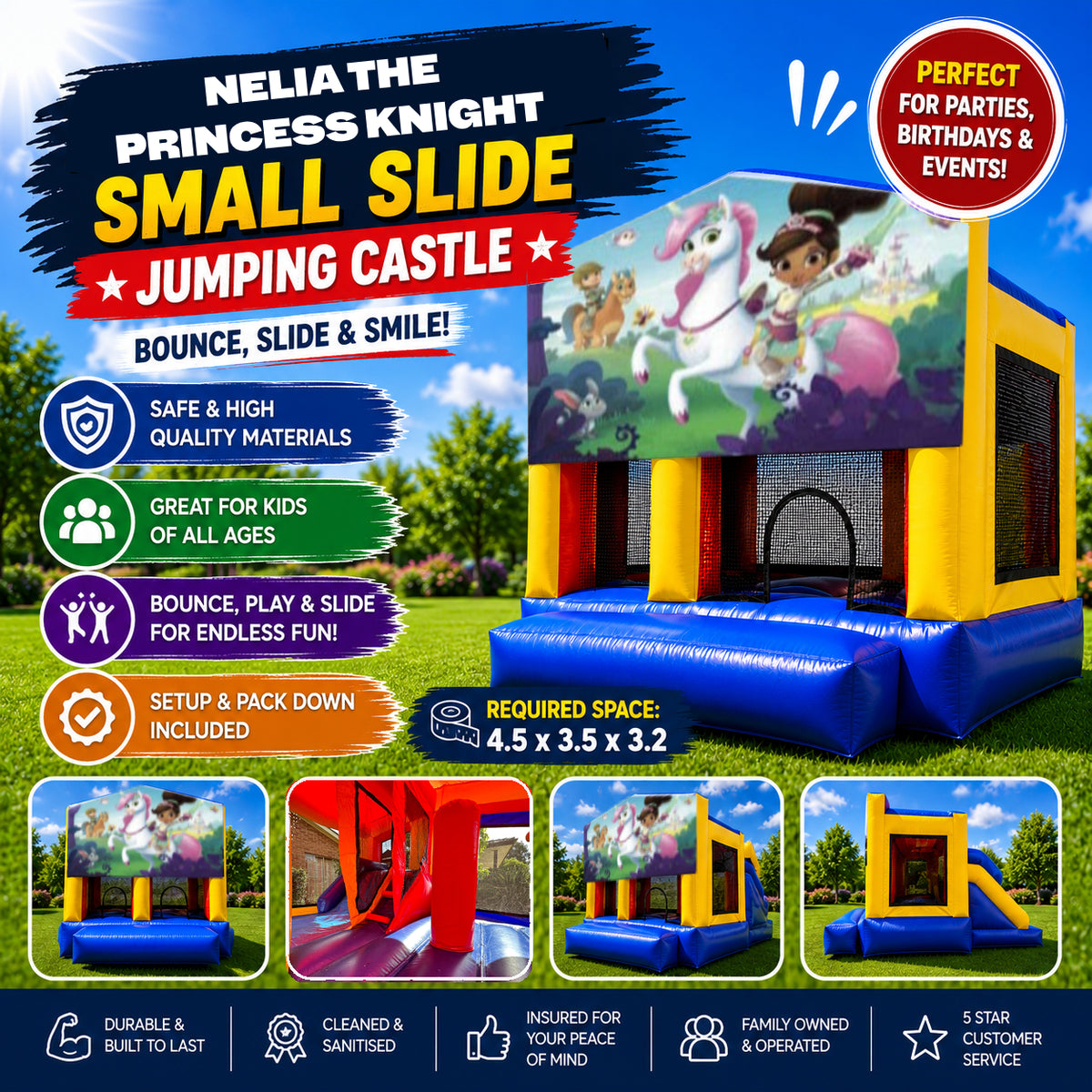 Nelia the Princess Knight Small Slide Jumping Castle