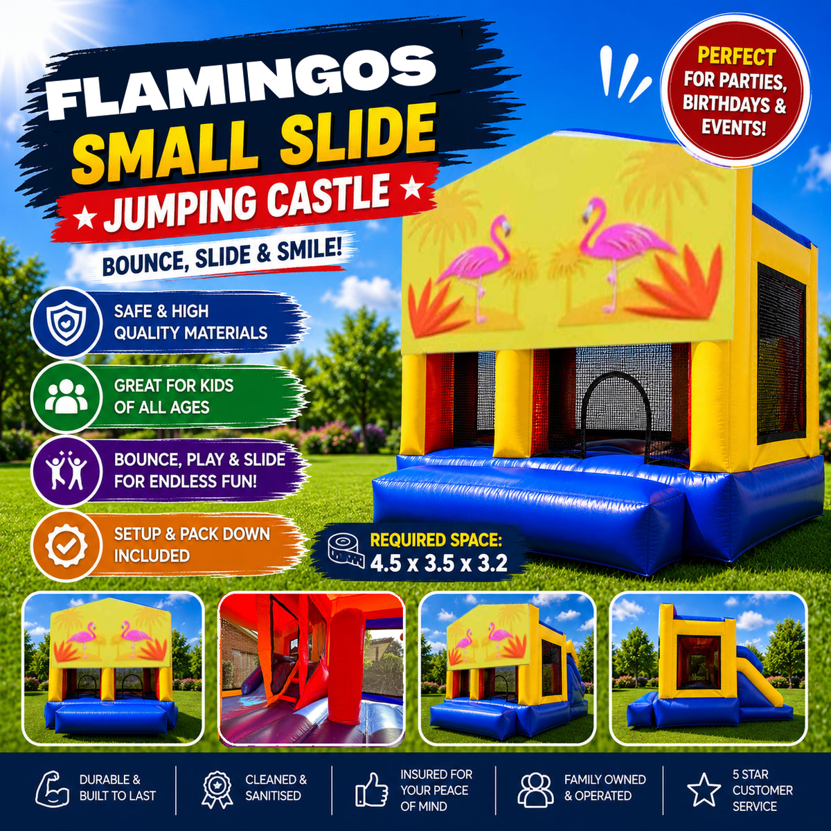 Flamingos Small Slide Jumping Castle