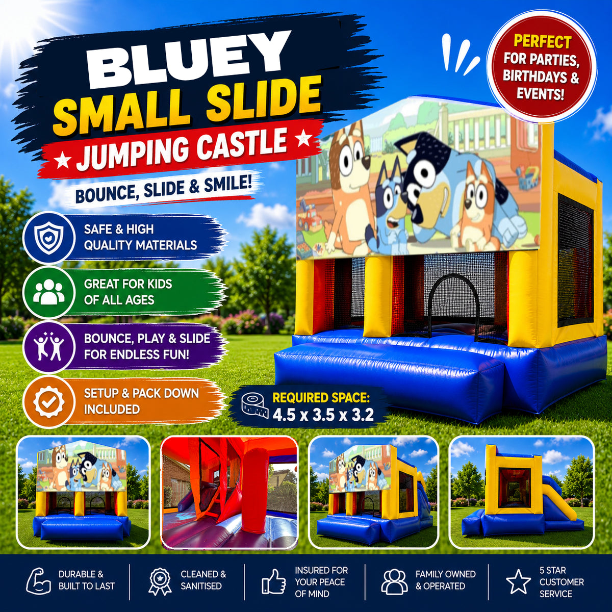 Bluey Small Slide Jumping Castle