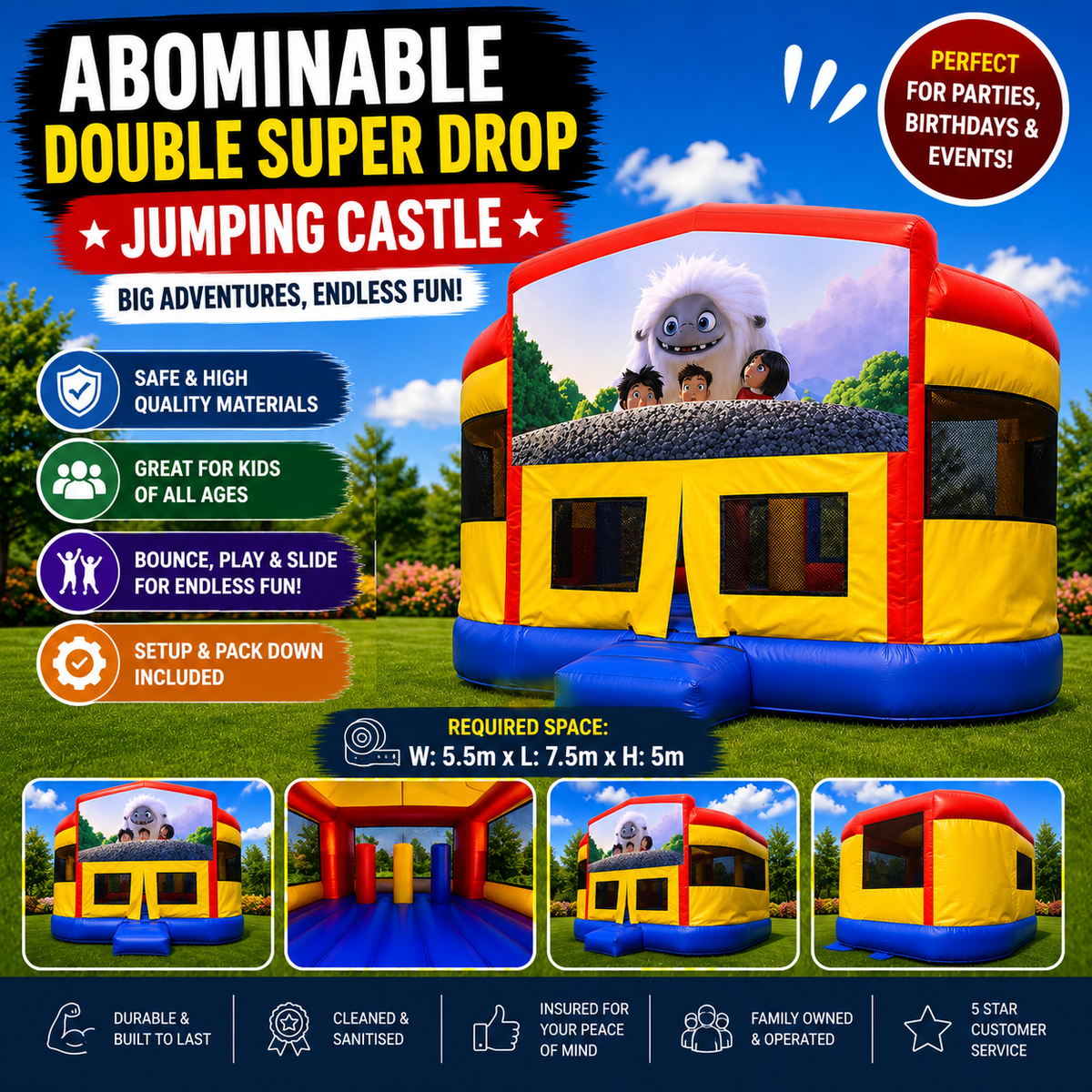 Abominable Double Super Drop Combo Jumping Castle