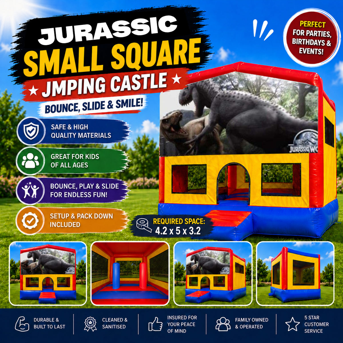 Jurassic Small Square Jumping Castle