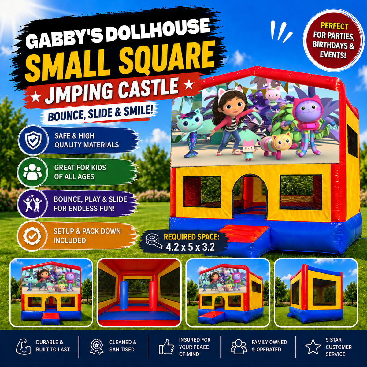 Gabby's Dollhouse  Small Square Jumping Castle