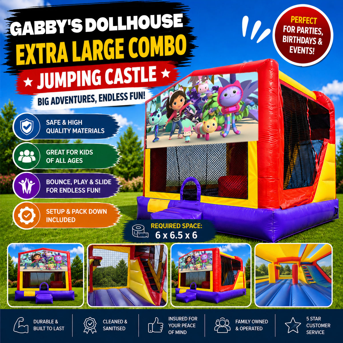 Gabby's Dollhouse Extra Large Combo Jumping Castle