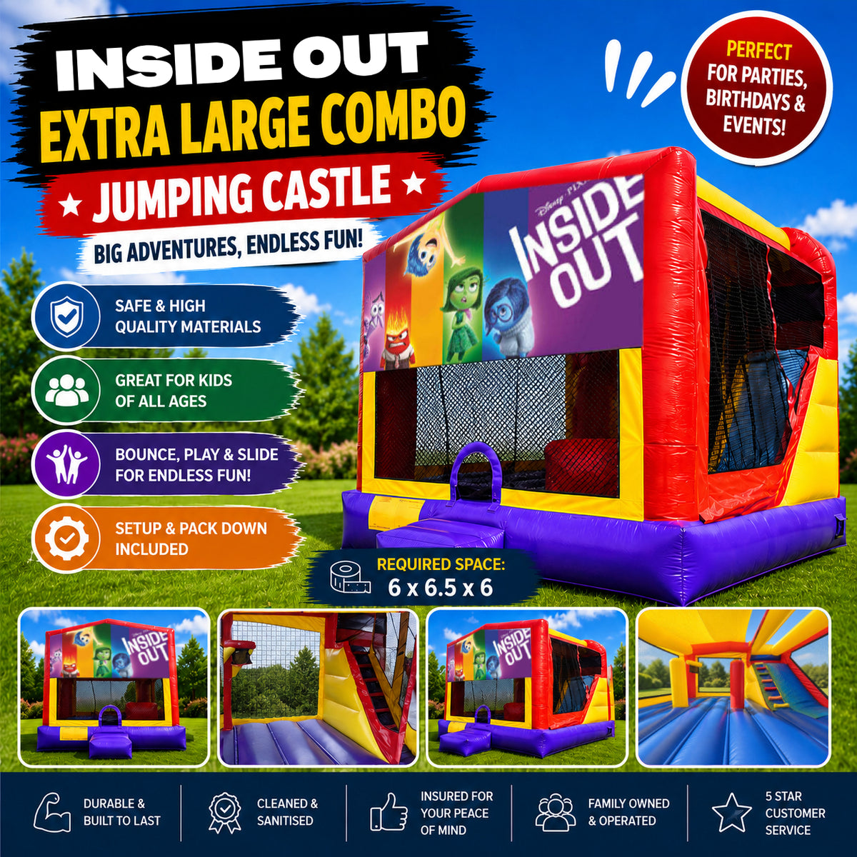 Inside Out Extra Large Combo Jumping Castle