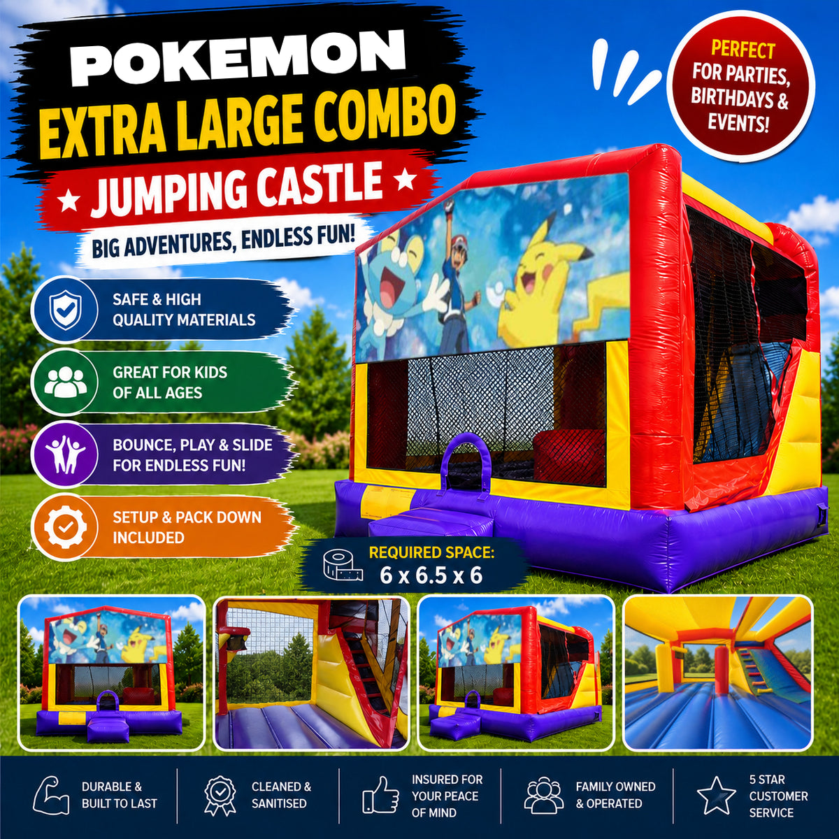 Pokemon Extra Large Combo Jumping Castle
