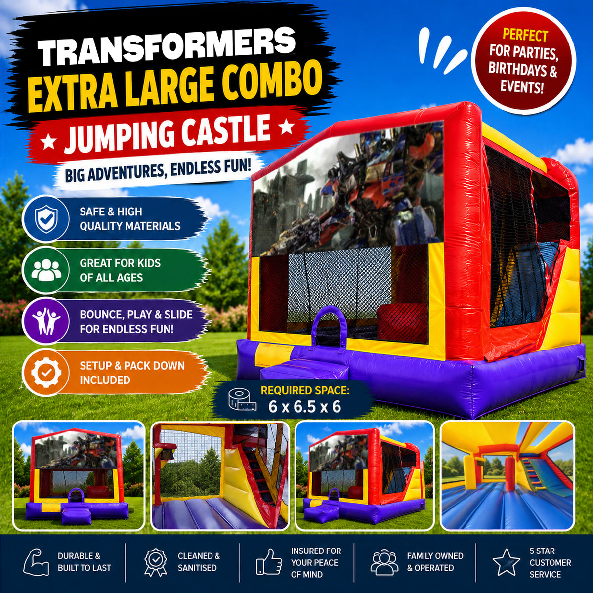 Transformers Extra Large Combo Jumping Castle