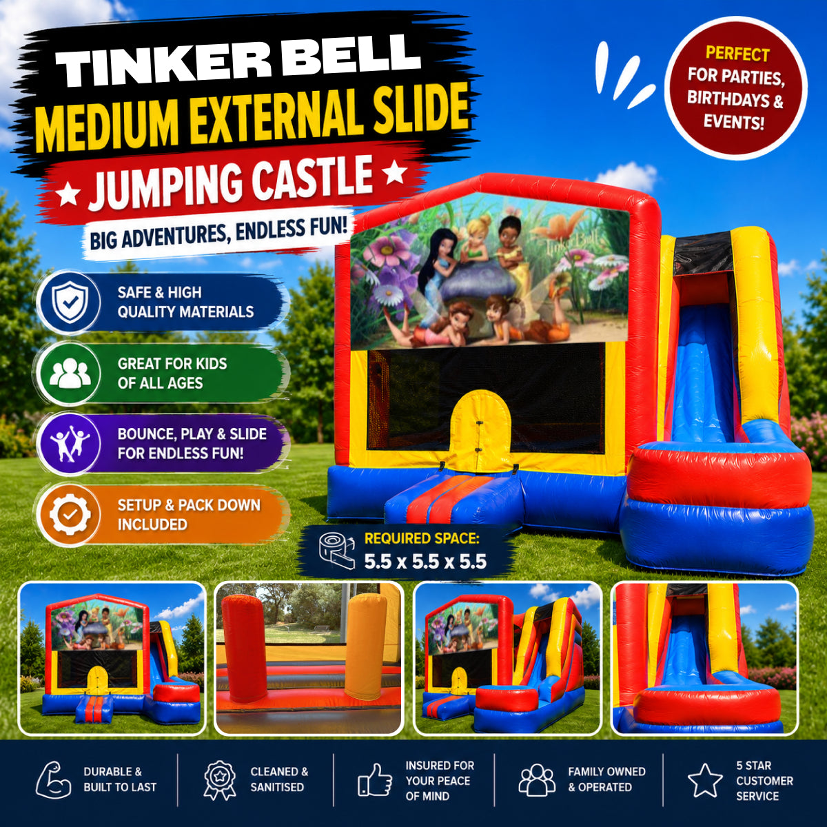 Tinker Bell Medium External Slide Jumping Castle