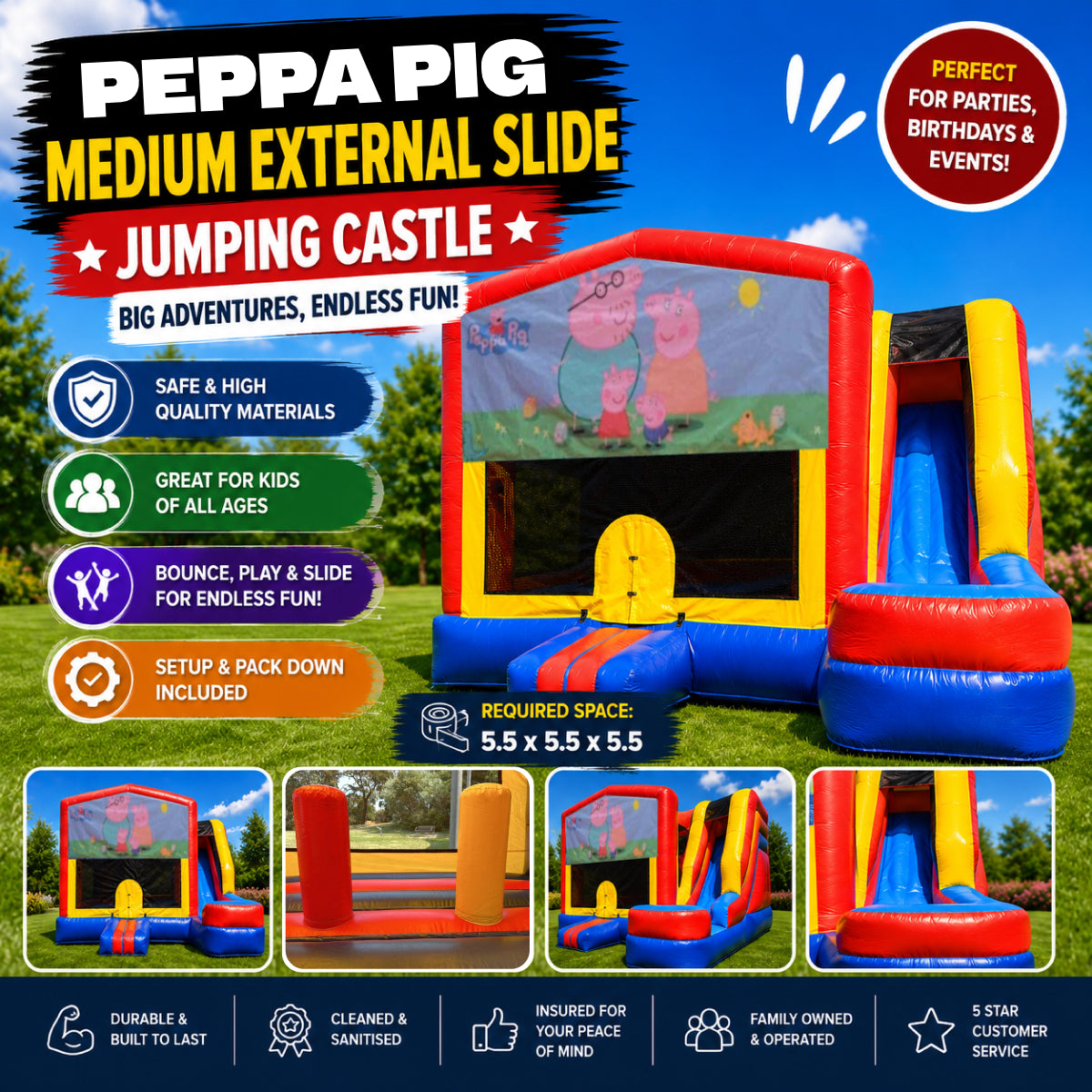 Peppa Pig Medium External Slide Jumping Castle