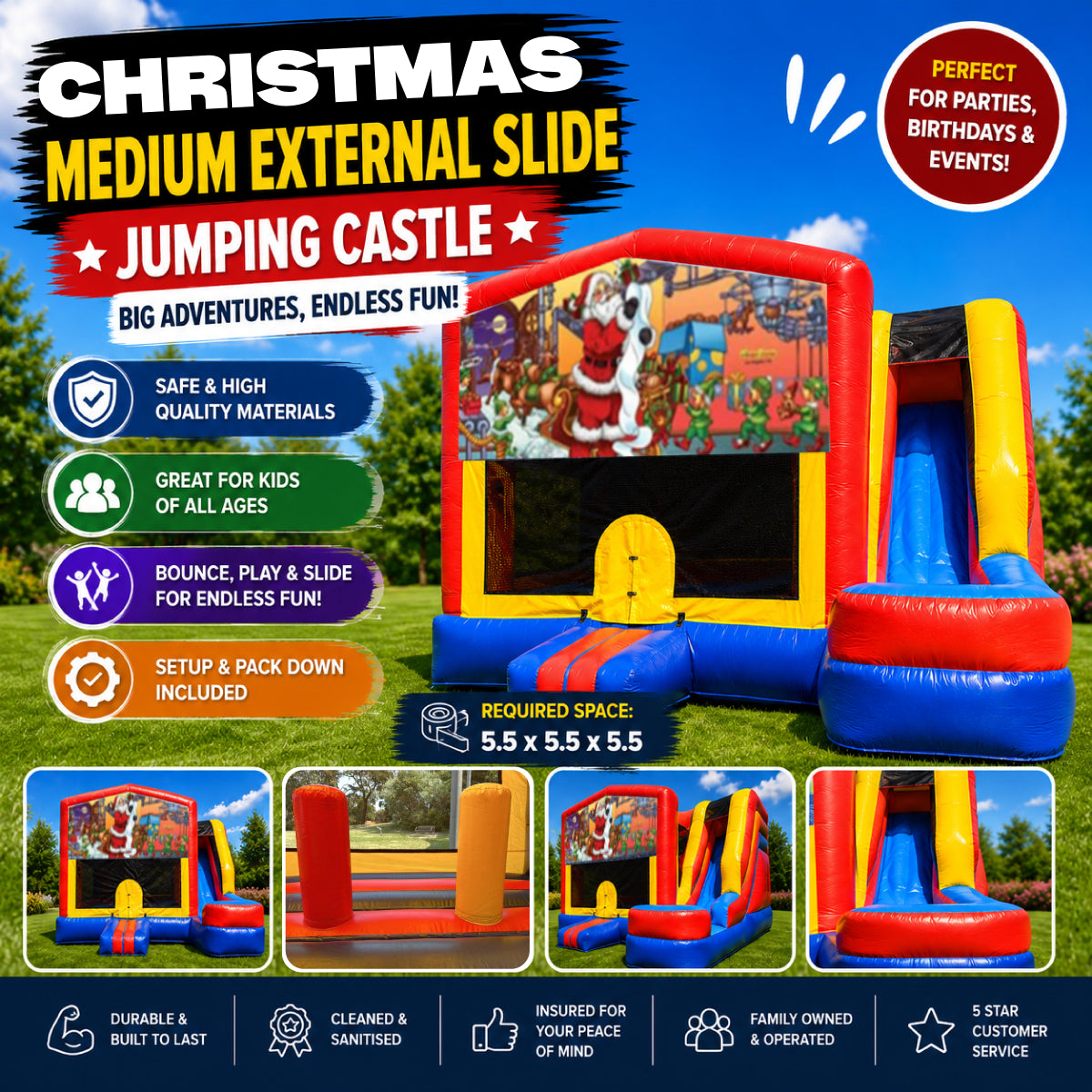 Christmas #1 Medium External Slide Jumping Castle