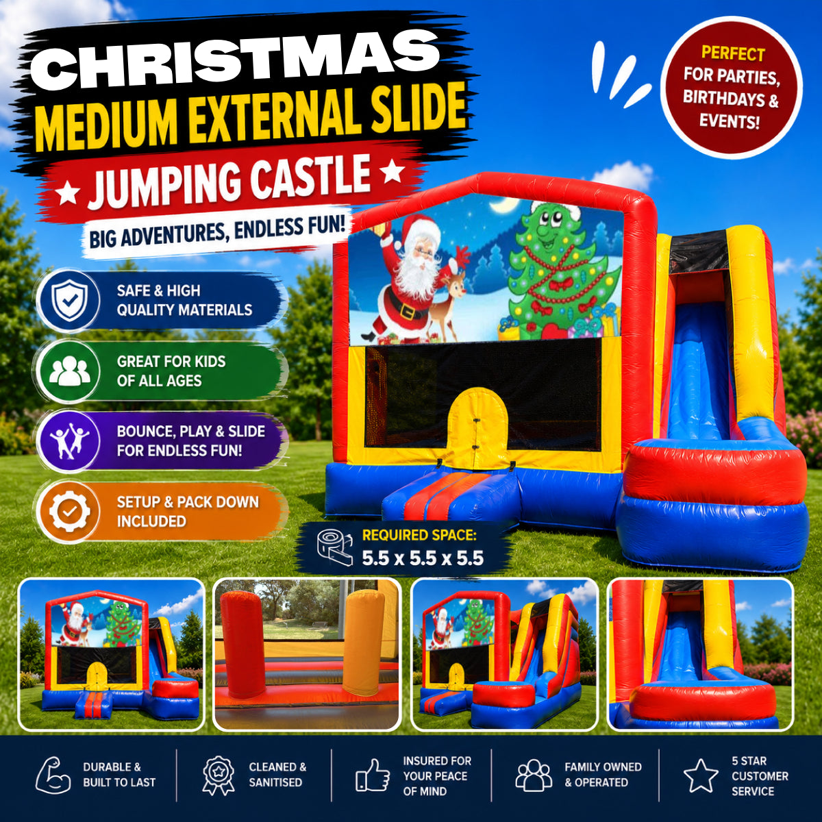 Christmas #2 Medium External Slide Jumping Castle