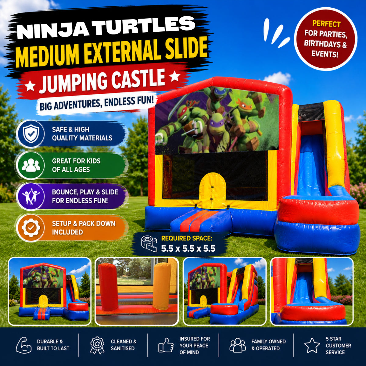 Ninja Turtles #2 Medium External Slide Jumping Castle
