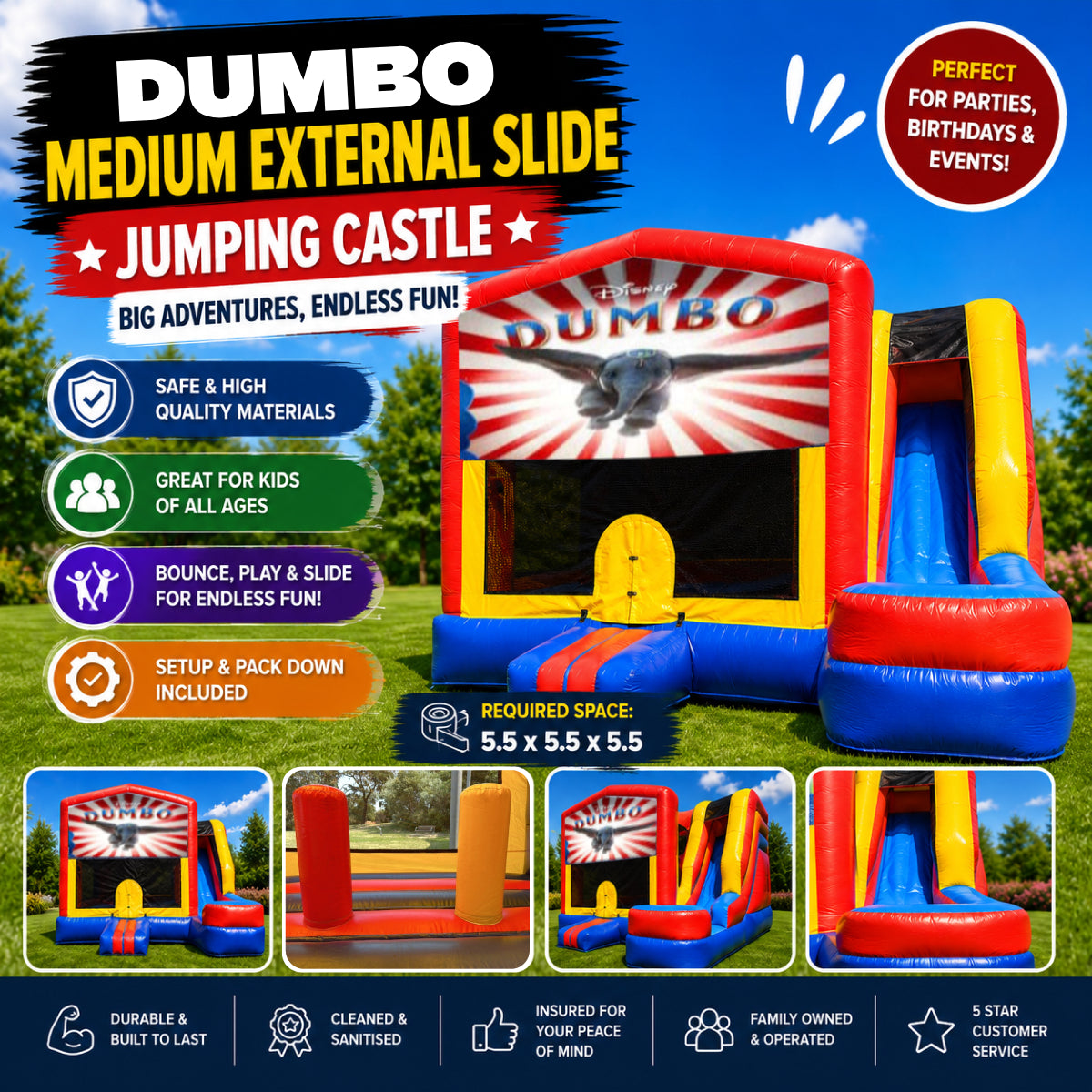 Dumbo Medium External Slide Jumping Castle