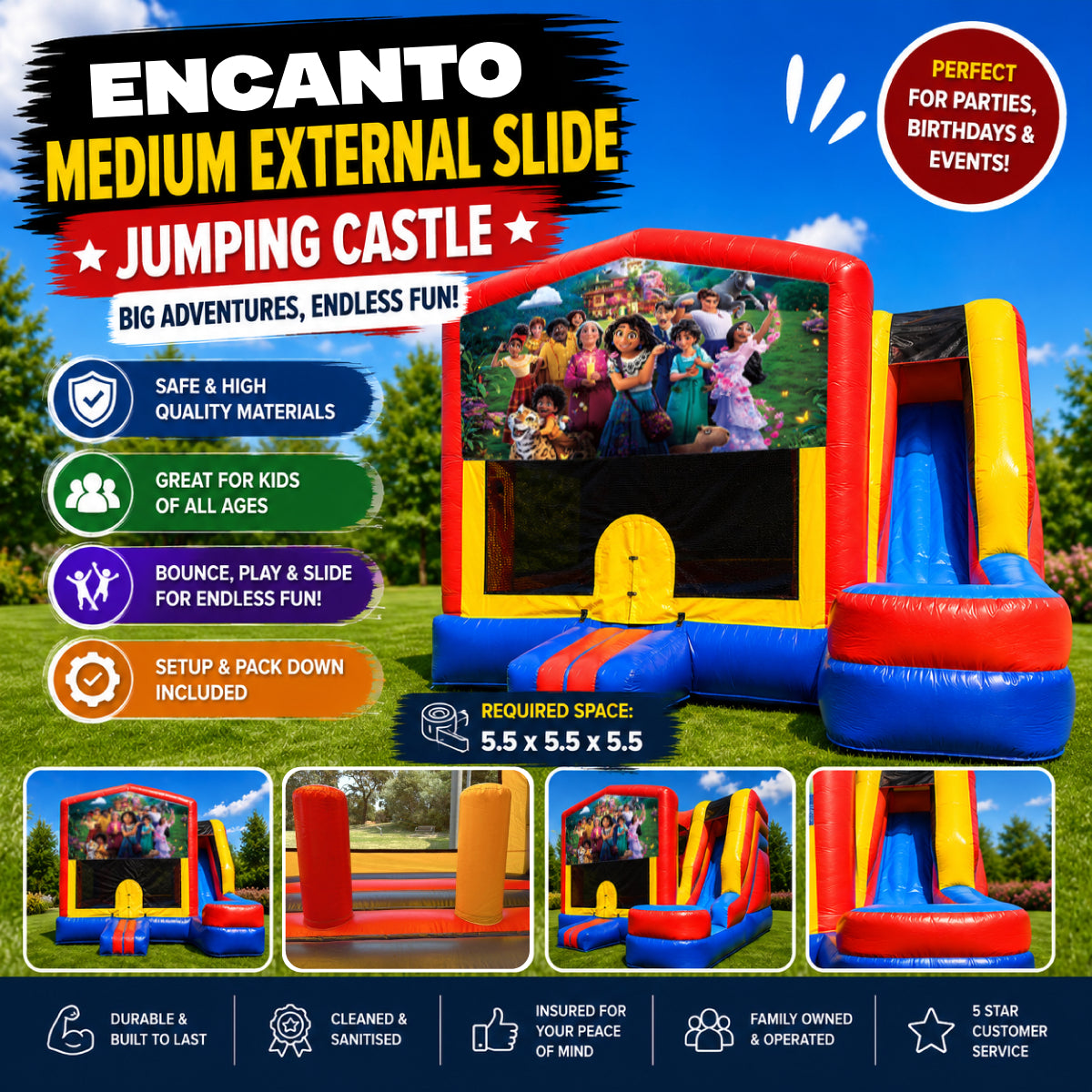 Encanto Medium External Slide Jumping Castle