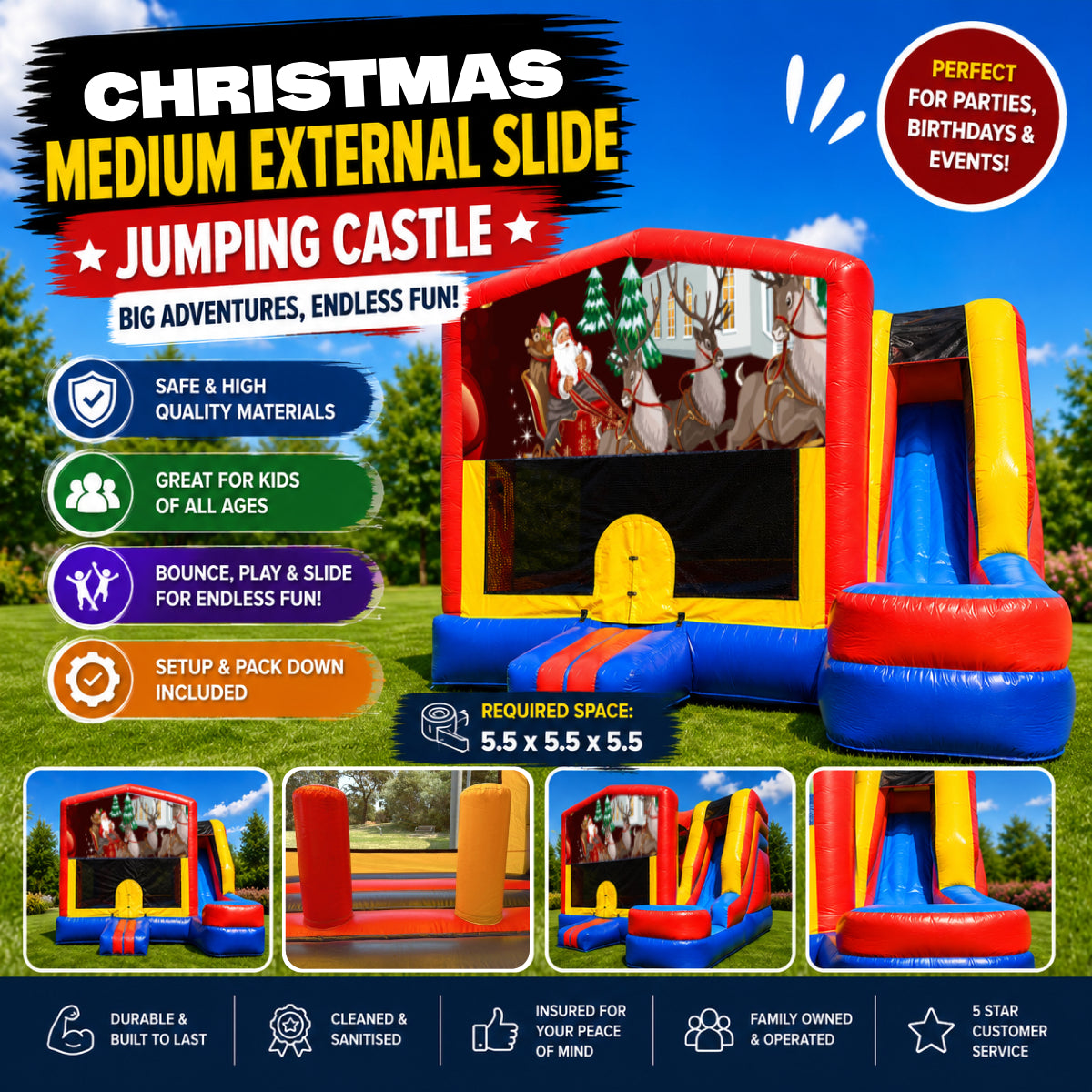 Christmas #6 Medium External Slide Jumping Castle