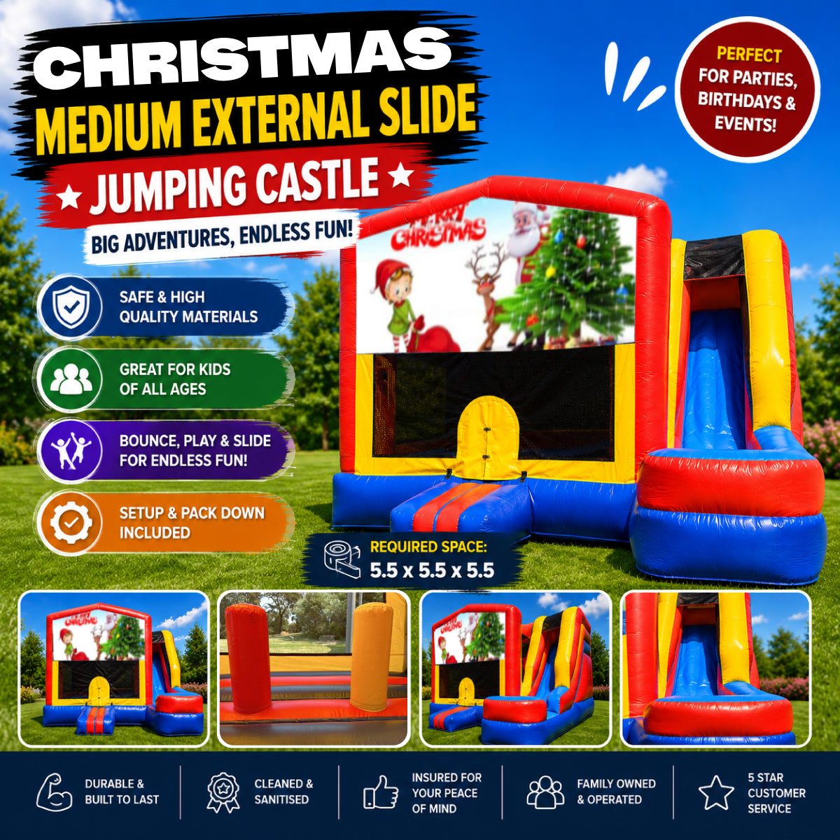 Christmas #9 Medium External Slide Jumping Castle