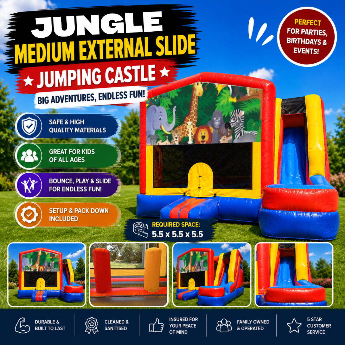 Jungle Medium External Slide Jumping Castle