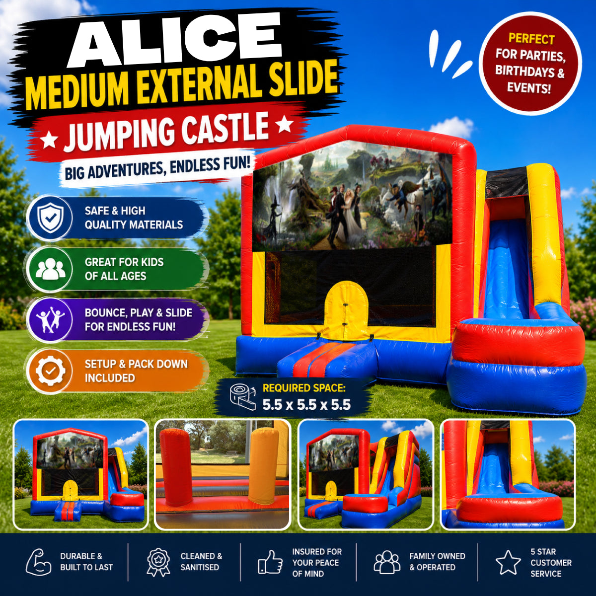 Alice in Wonderland #2 Medium External Slide Jumping Castle