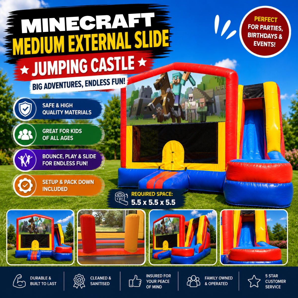 Minecraft Medium External Slide Jumping Castle