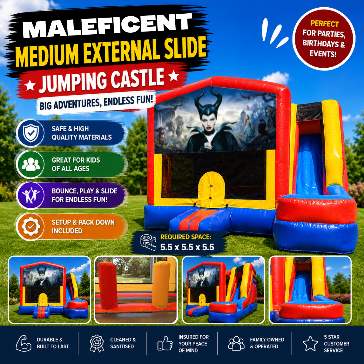 Maleficent Medium External Slide Jumping Castle