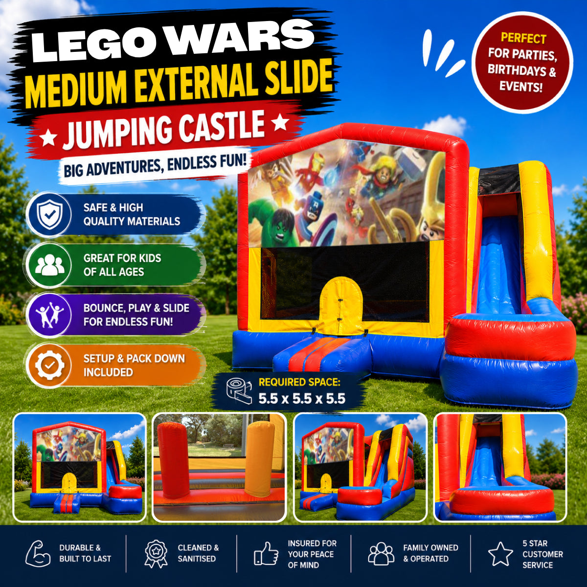 Lego Wars Medium External Slide Combo Jumping Castle