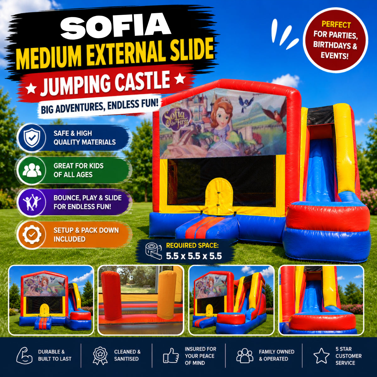 Sofia The First Medium External Slide Jumping Castle