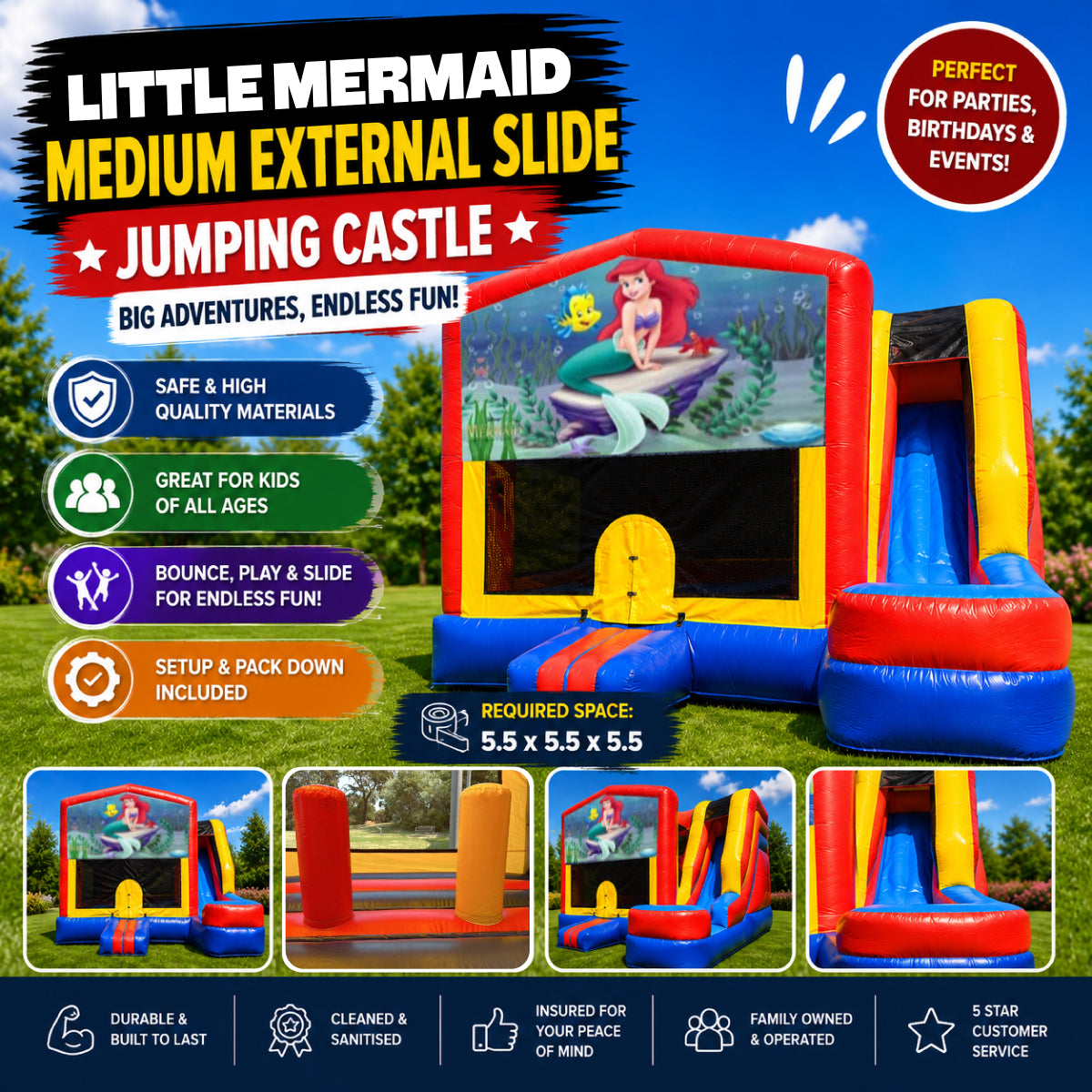 Little Mermaid Medium External Slide Jumping Castle