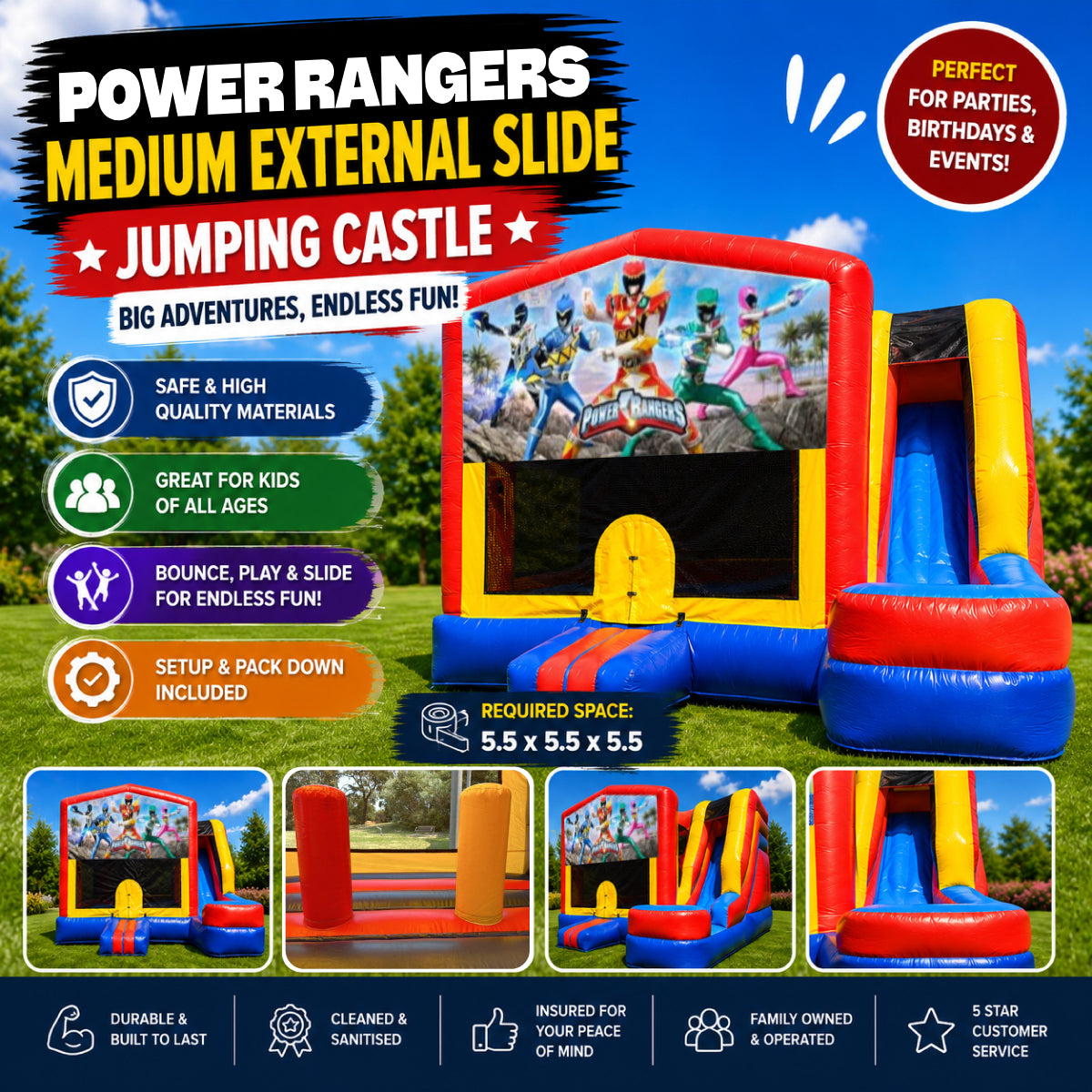 Power Rangers Medium External Slide Jumping Castle