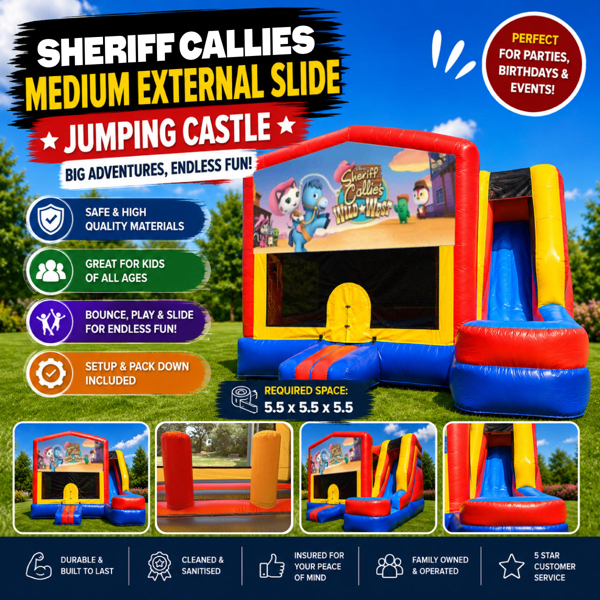 Sheriff Callies Medium External Slide Jumping Castle