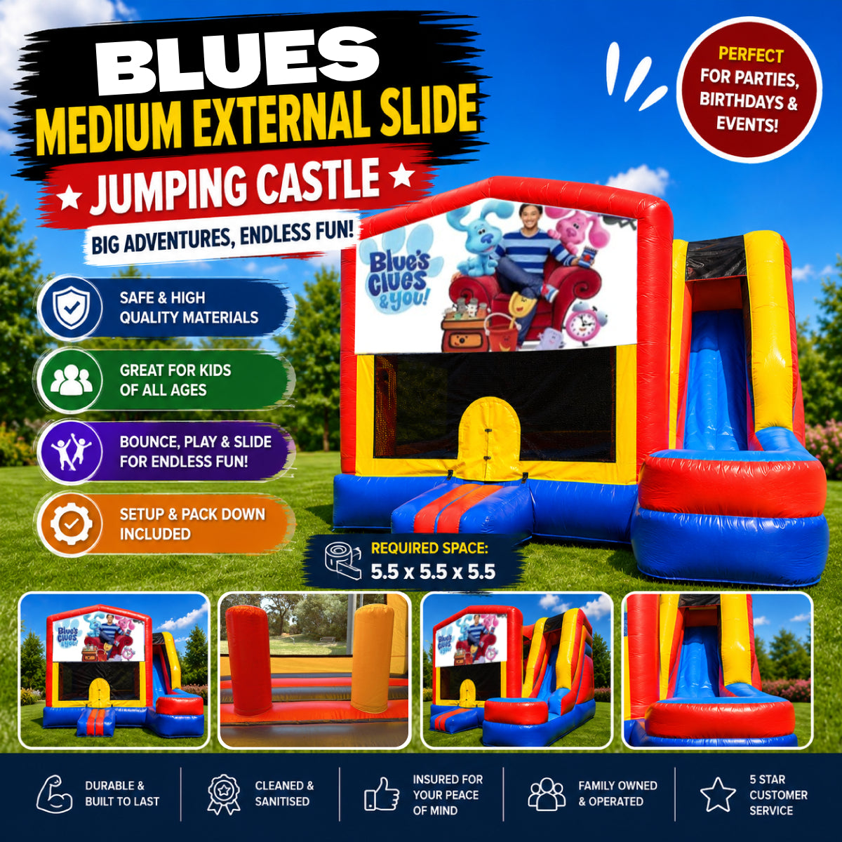 Blues Clues #2 Medium External Slide Jumping Castle