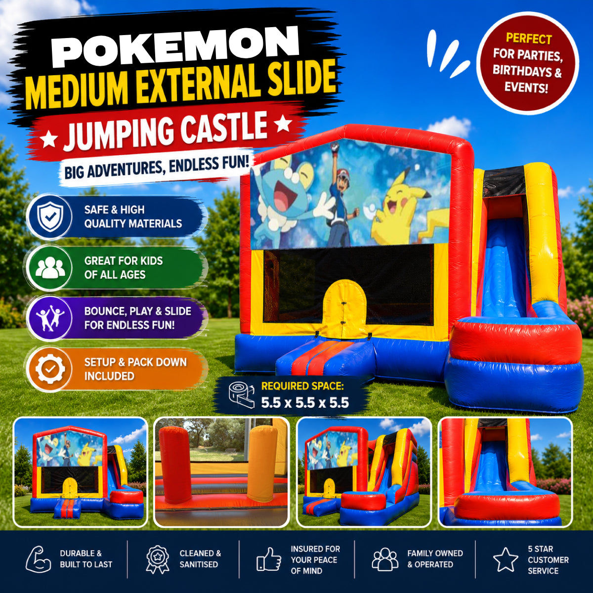 Pokemon Medium External Slide Jumping Castle