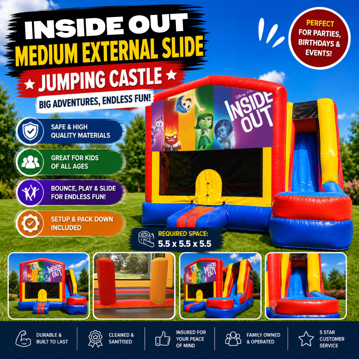 Inside Out Medium External Slide Jumping Castle