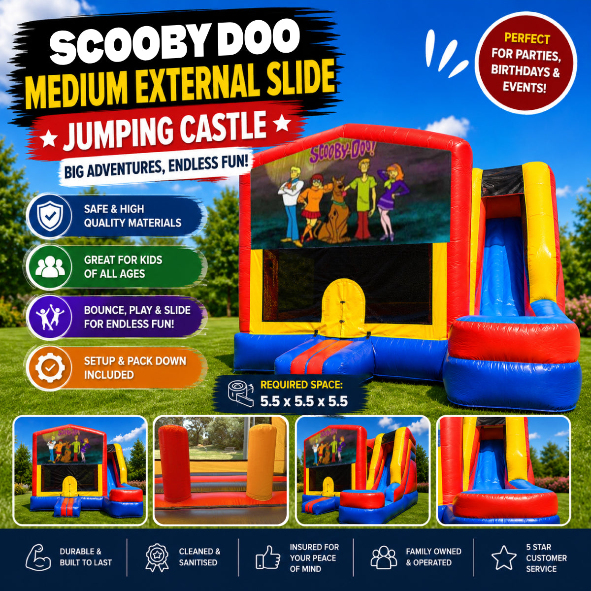 Scooby Doo Medium External Slide Jumping Castle