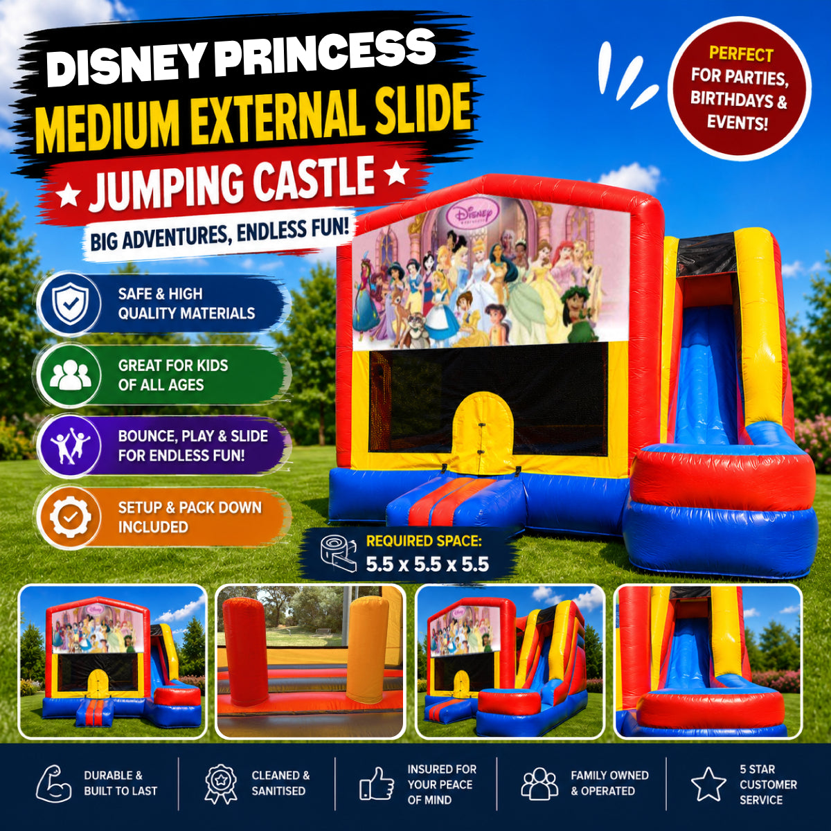 Disney Princess Medium External Slide Jumping Castle