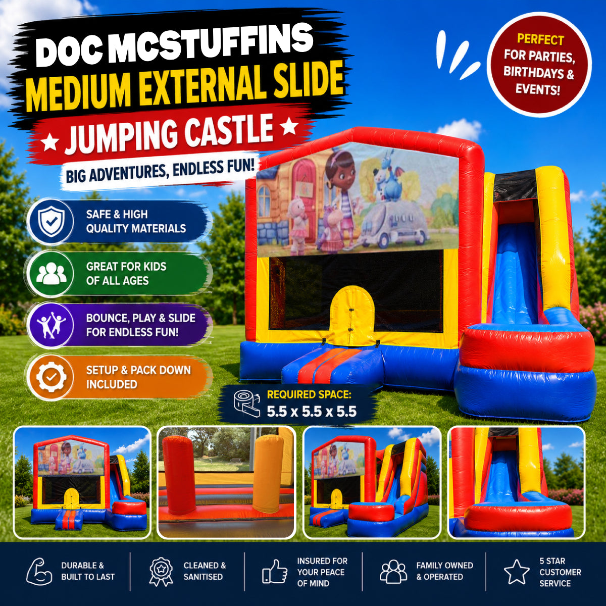 Doc McStuffins Medium External Slide Jumping Castle