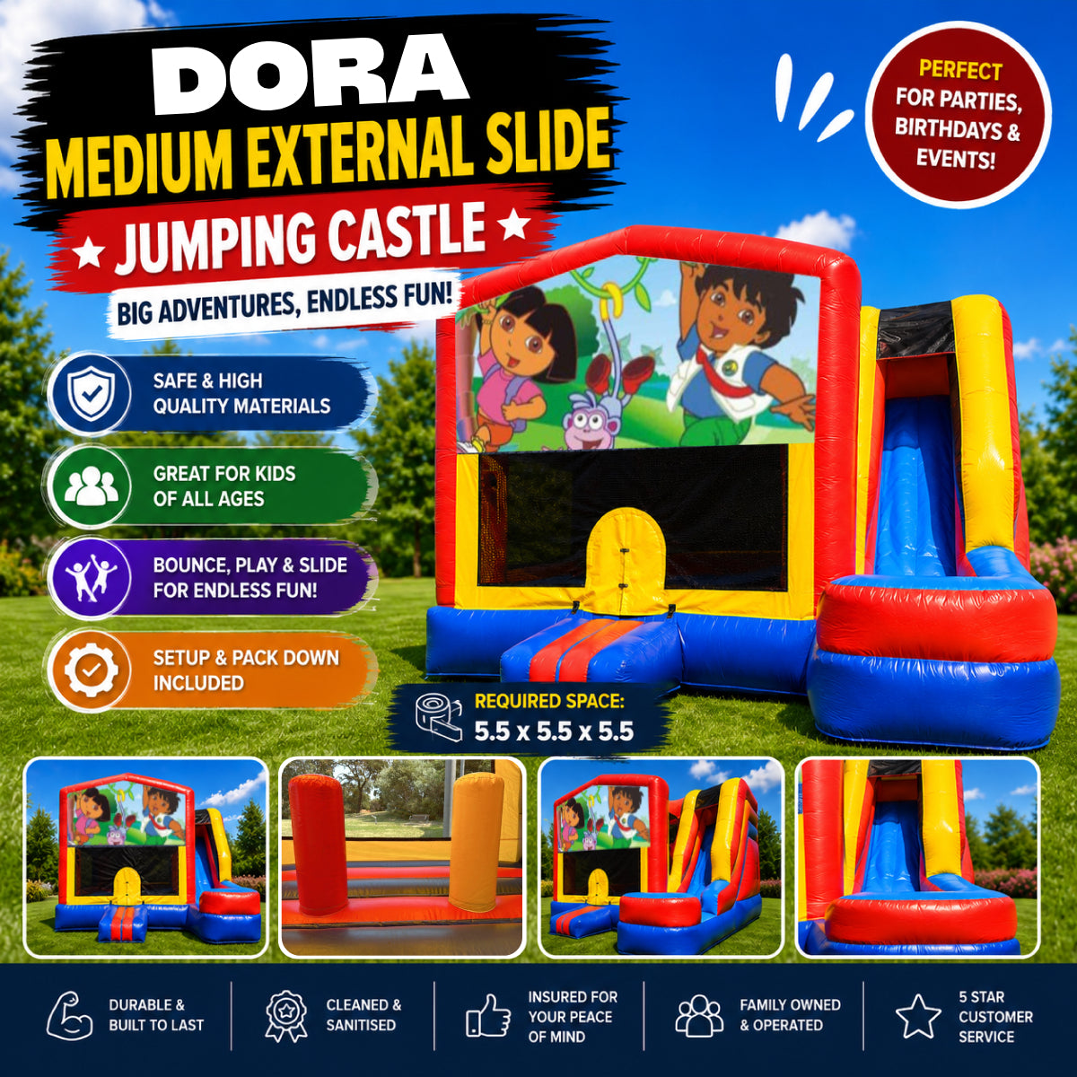Dora Medium External Slide Jumping Castle
