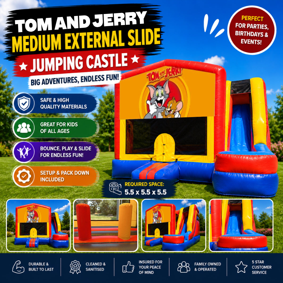 Tom and Jerry Medium External Slide Jumping Castle