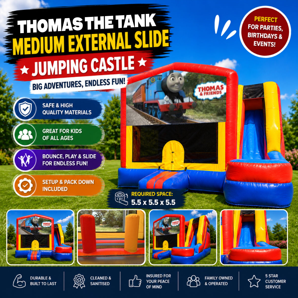 Thomas the Tank Medium External Slide Jumping Castle