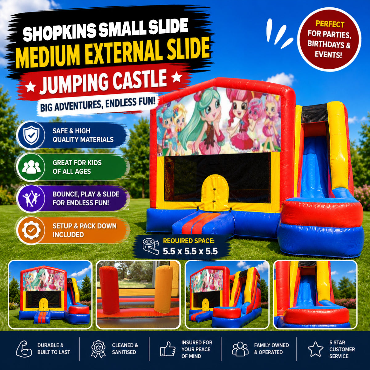 Shopkins Medium External Slide Jumping Castle
