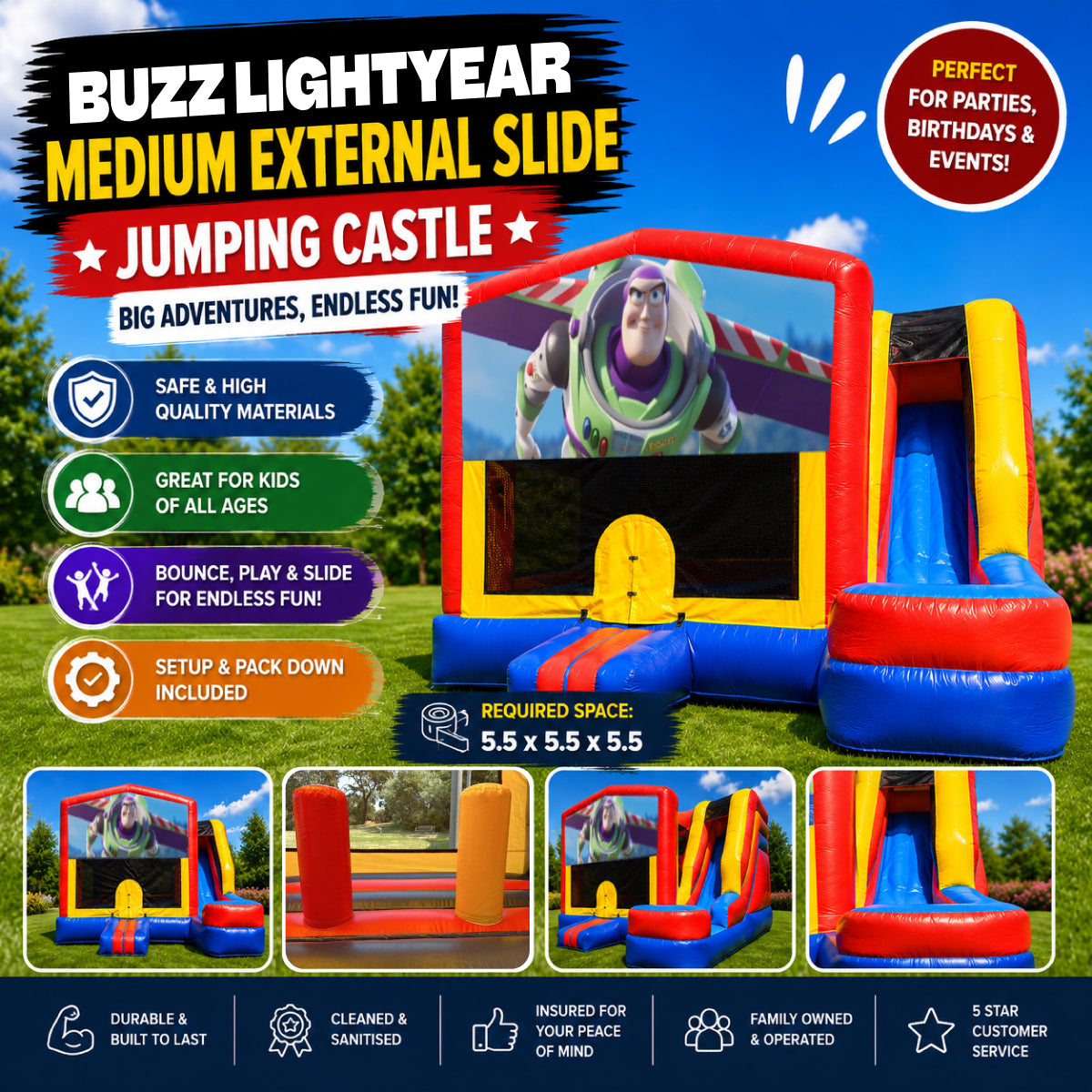 Buzz Lightyear Medium External Slide Jumping Castle