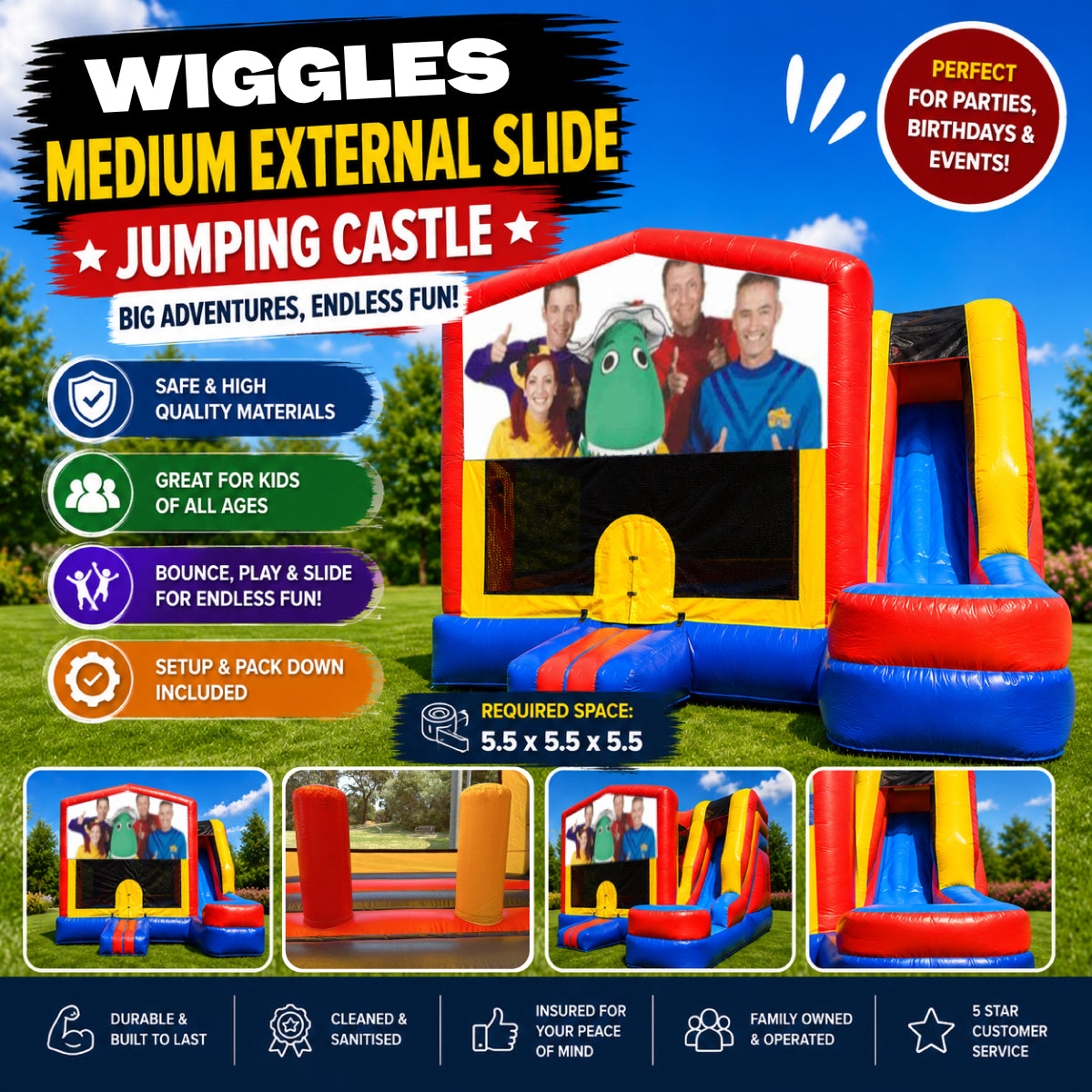 Wiggles Medium External Slide Jumping Castle