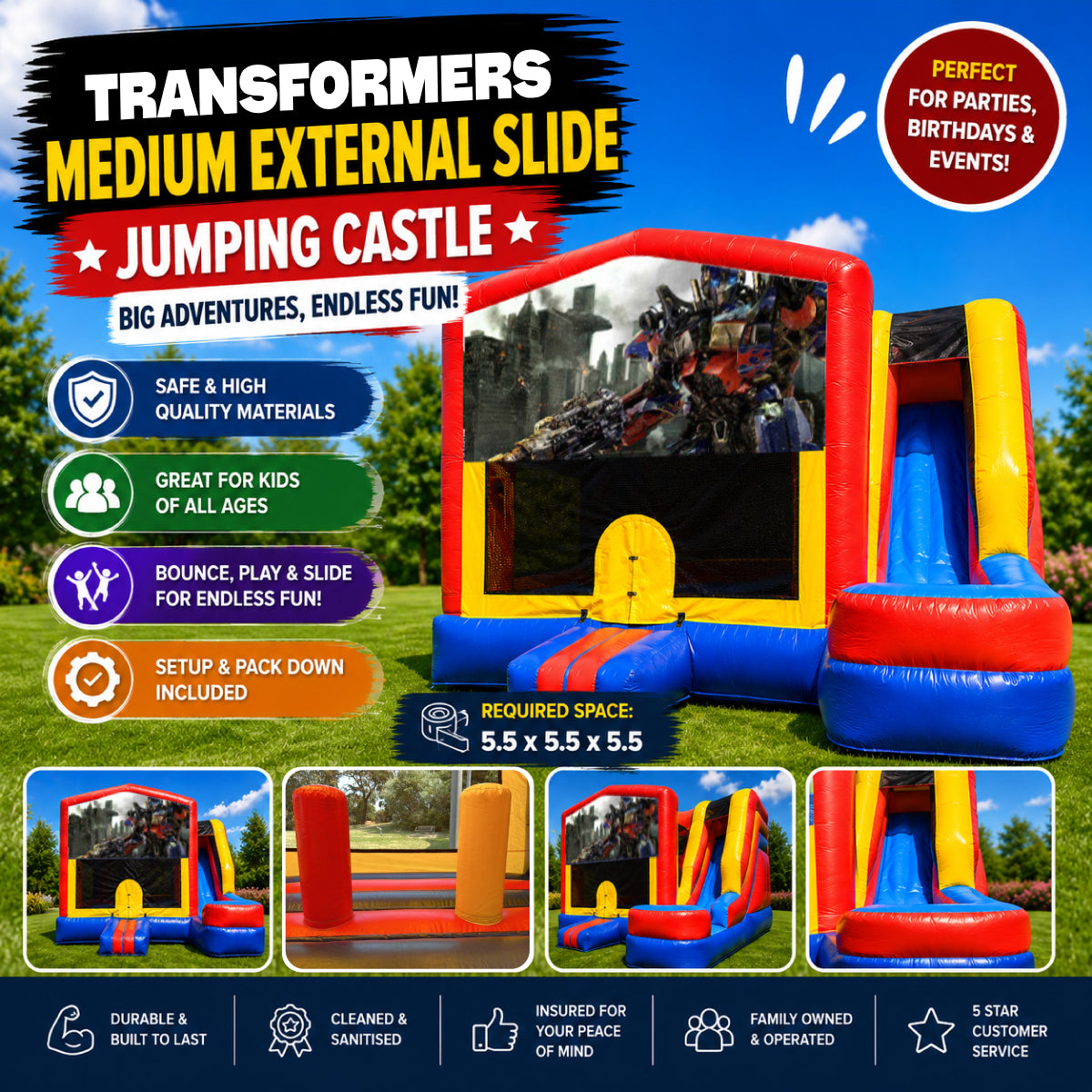 Transformers Medium External Slide Jumping Castle