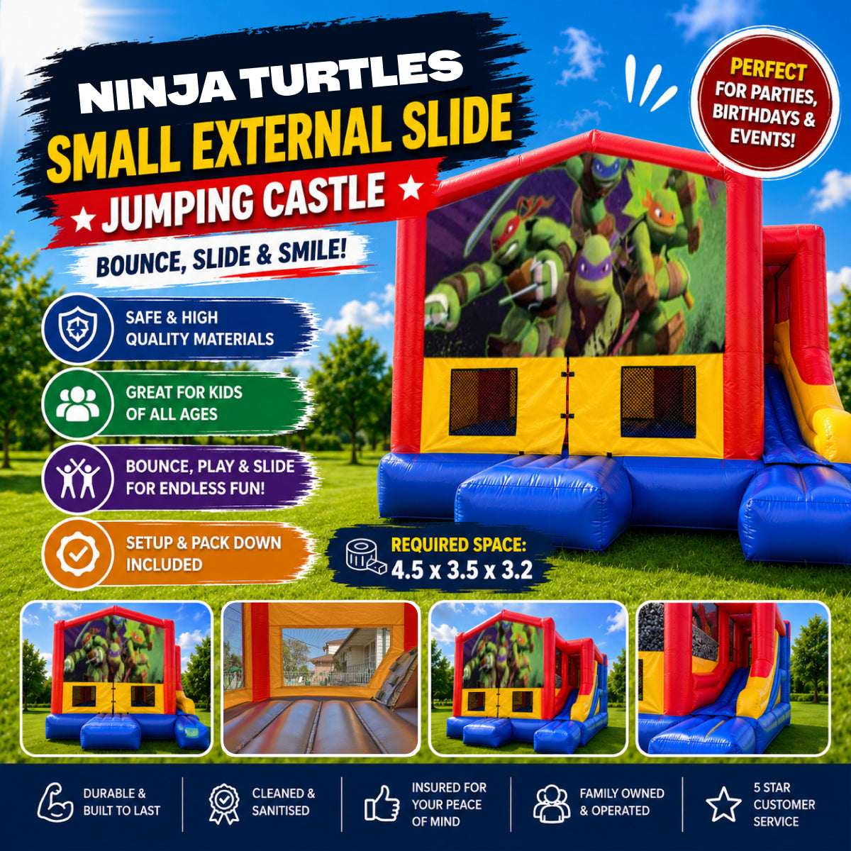 Ninja Turtles #2 Small External Slide Jumping Castle
