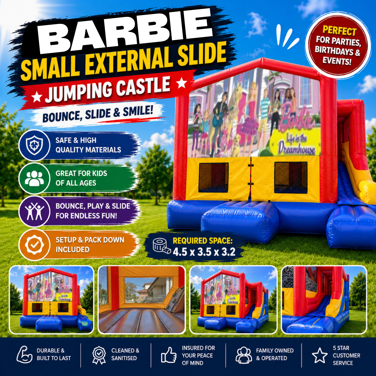 Barbie Small External Slide Jumping Castle
