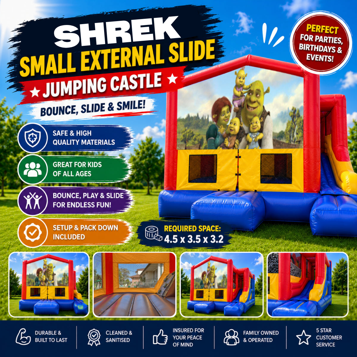 Shrek Small External Slide Jumping Castle