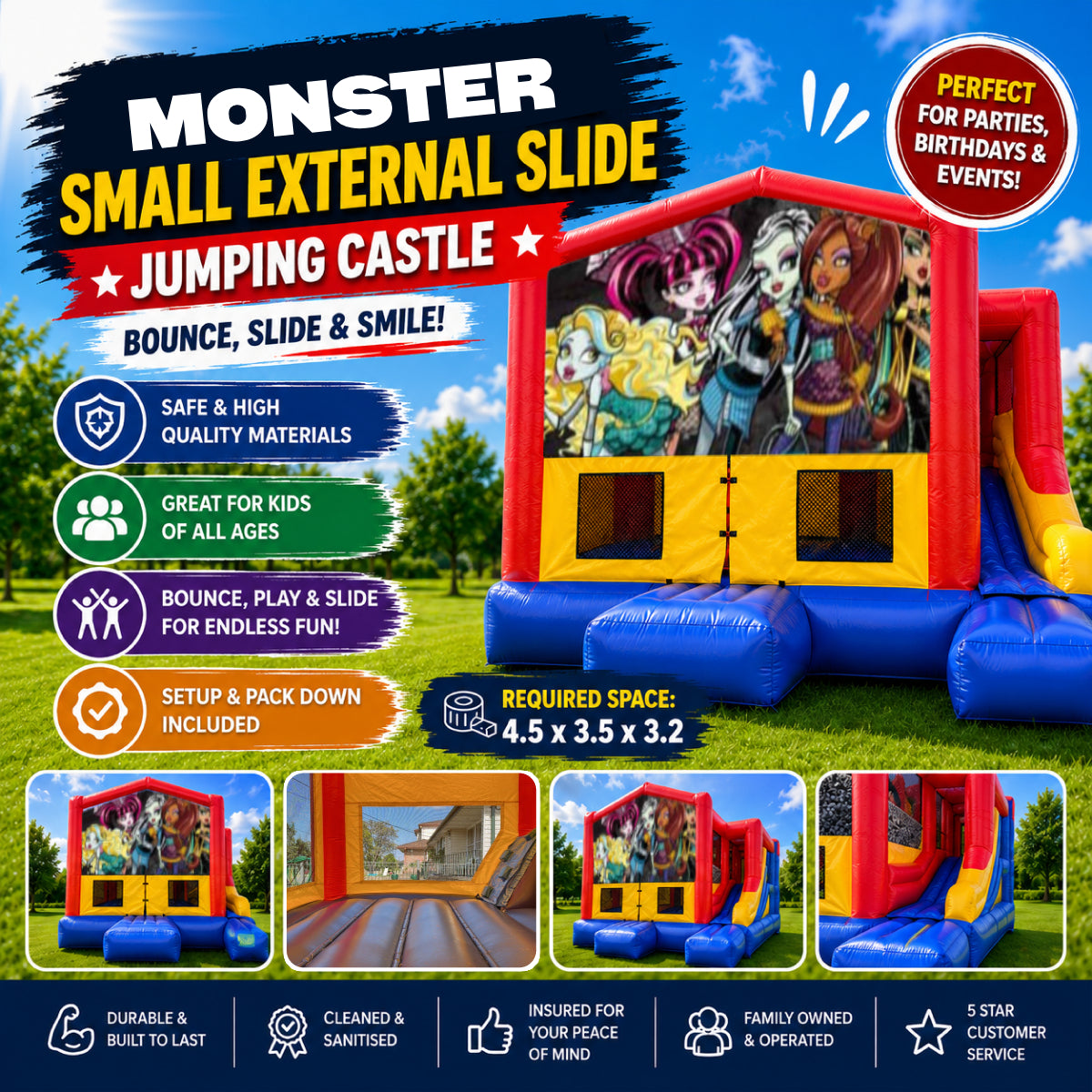 Monster High Small External Slide Jumping Castle