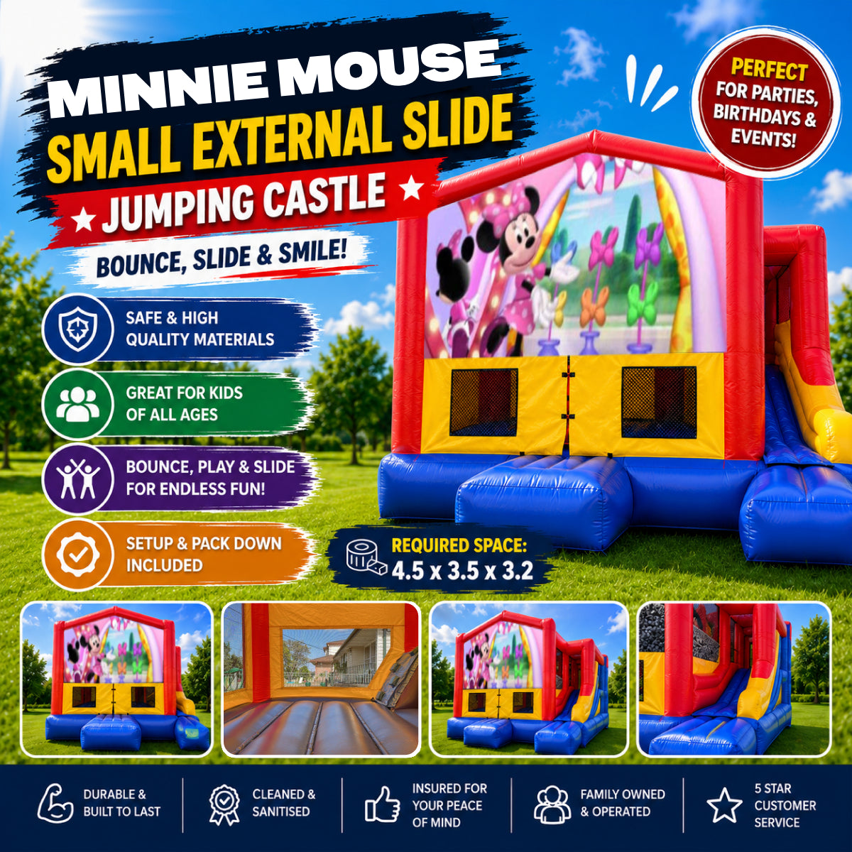 Minnie Mouse Small External Slide Jumping Castle