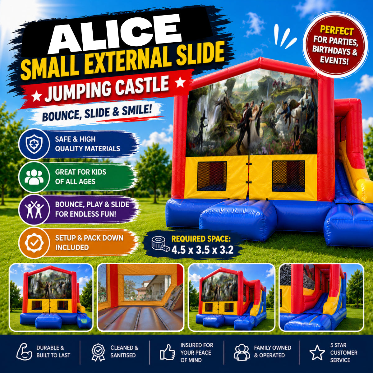 Alice in Wonderland #2 Small External Slide Jumping Castle