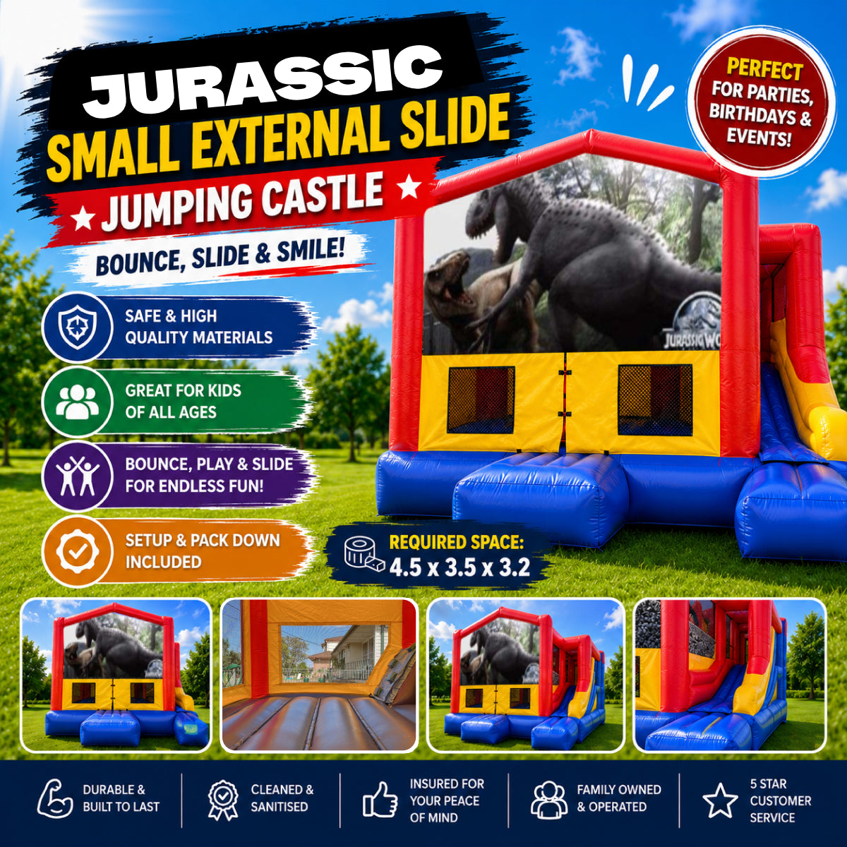 Jurassic World Small External Slide Jumping Castle